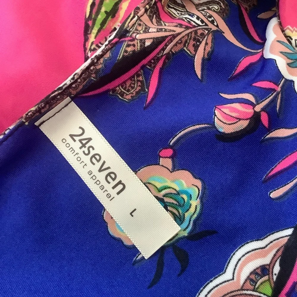 24Seven Comfort Apparel Dress Sleeveless Mixed Print Stretch Size L - Picture 5 of 7